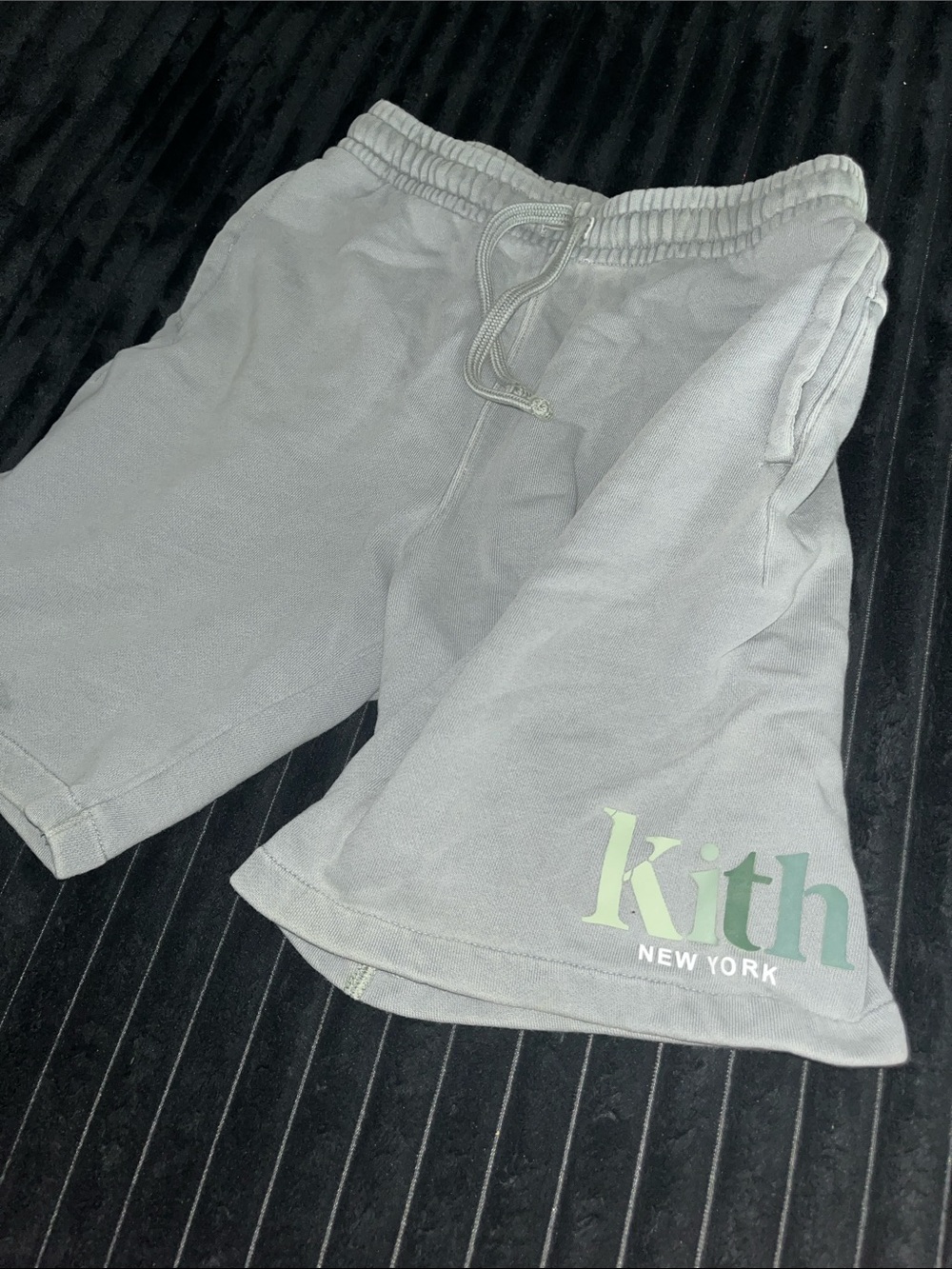 Kith Kids light olive Shorts with Green Logo